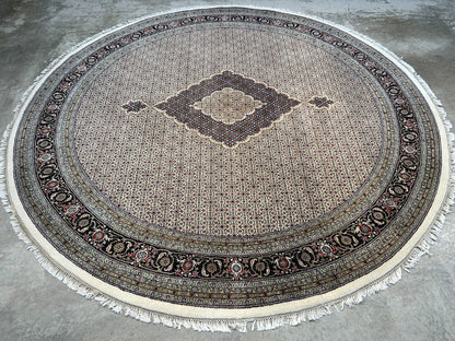 8' Diameter Exquisite Hand-Knotted 100% Wool Pile Oriental Rug