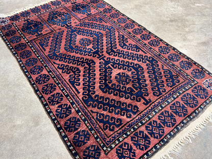 3'x4'6" Antique Hand-Knotted 100% Wool Pile Balouchi Rug