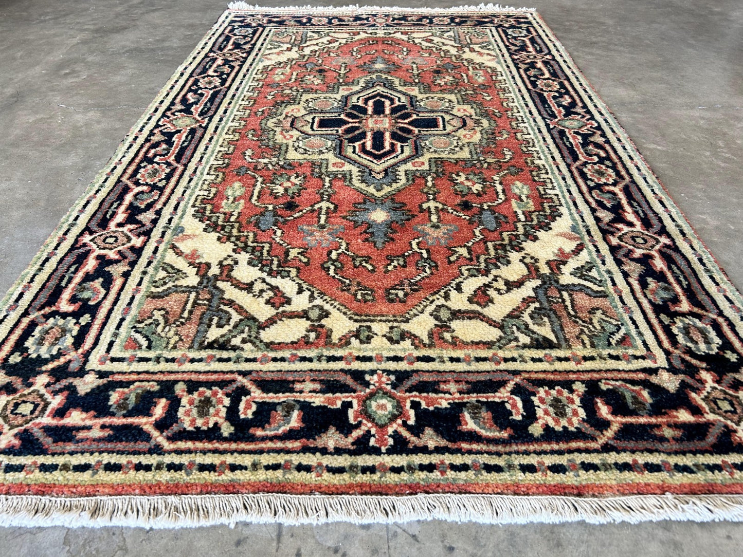 3'x5' Hand-Knotted 100% Wool Pile IndoSerapi Rug
