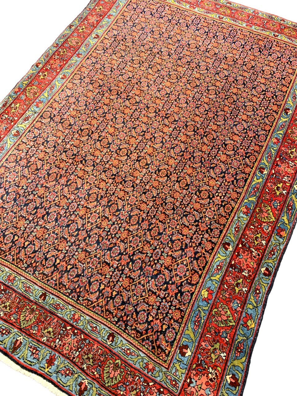 Collector Item -  4'8"x7'1" Antique Hand-Knotted Fine Wool Bidjare Area Rug