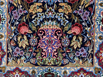 2'3"x3'6" Hand-Knotted Silk & Wool Esfahane Carpet - Area Rug