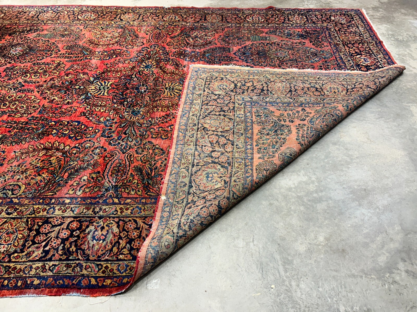 8'11"x11'8" Antique Fine Lamb Wool Sarouke Rug Hand-knotted Carpet