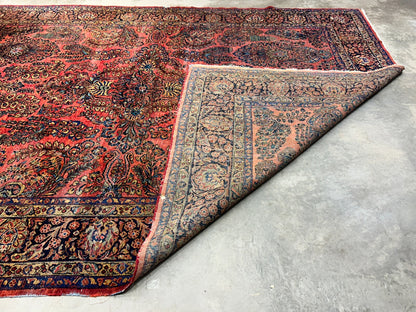 8'11"x11'8" Antique Fine Lamb Wool Sarouke Rug Hand-knotted Carpet