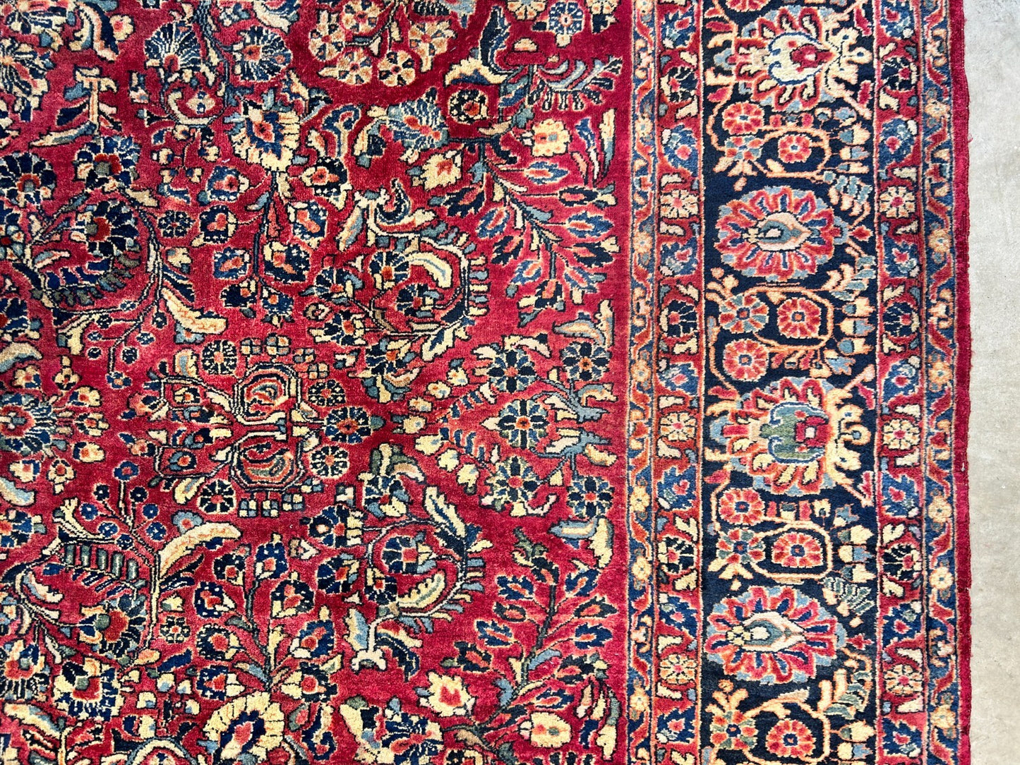 9'3"x12'7" Antique Fine Lamb Wool Sarouke Rug Hand-knotted Carpet