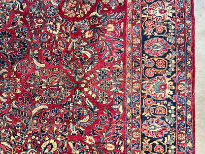 9'3"x12'7" Antique Fine Lamb Wool Sarouke Rug Hand-knotted Carpet
