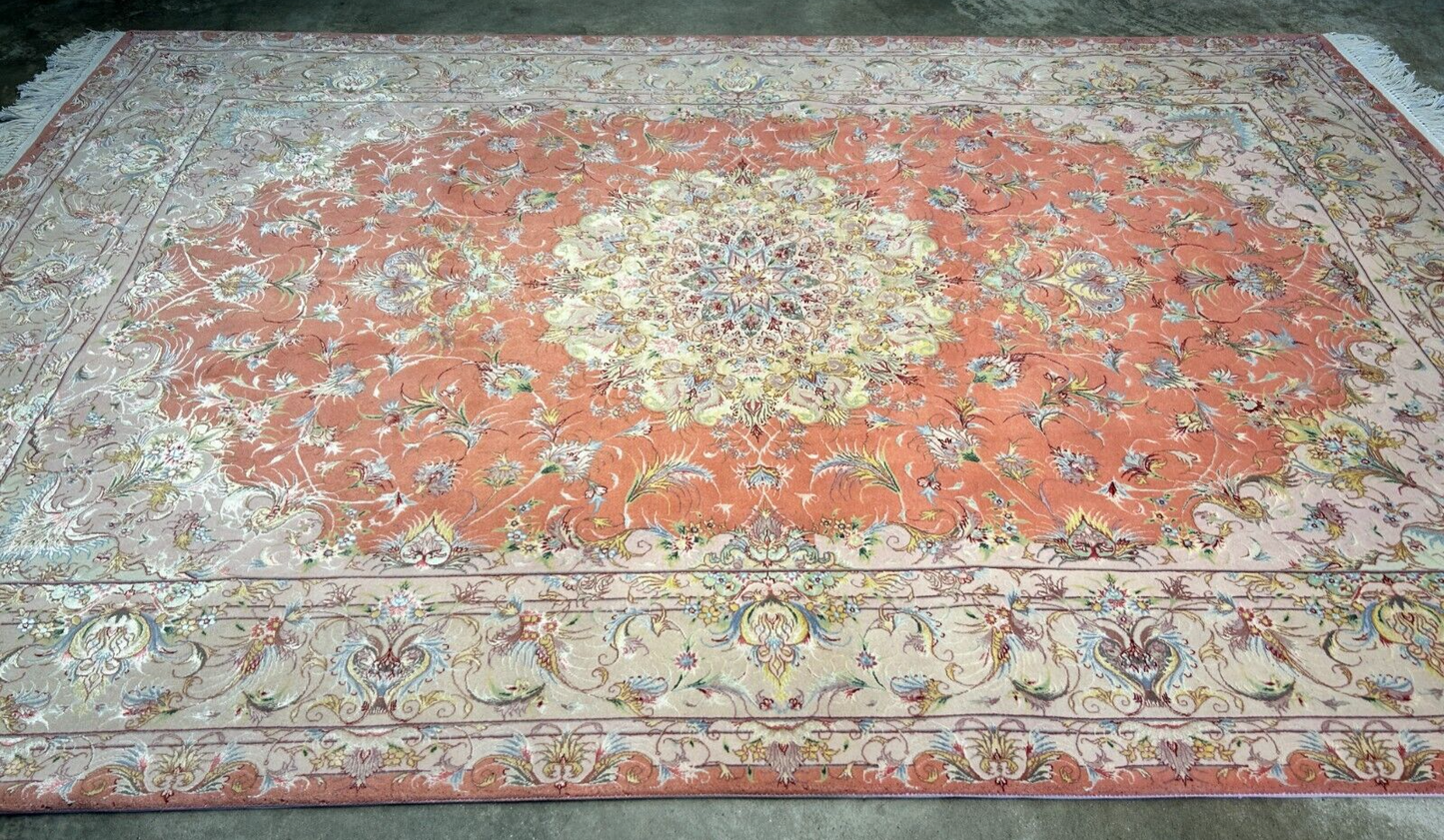 6'7"x9'9" Fine Hand-Knotted Wool & Silk Blend Tabrize Carpet - Area Rug
