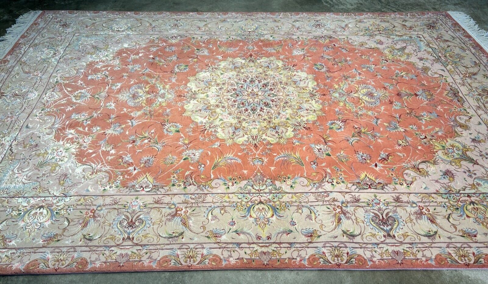 6'7"x9'9" Fine Hand-Knotted Wool & Silk Blend Tabrize Carpet - Area Rug