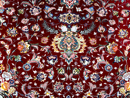 8'x11'7" Extra-Fine 70 Line Silk Foundation Hand-Knotted Wool & Silk Tabrize Rug