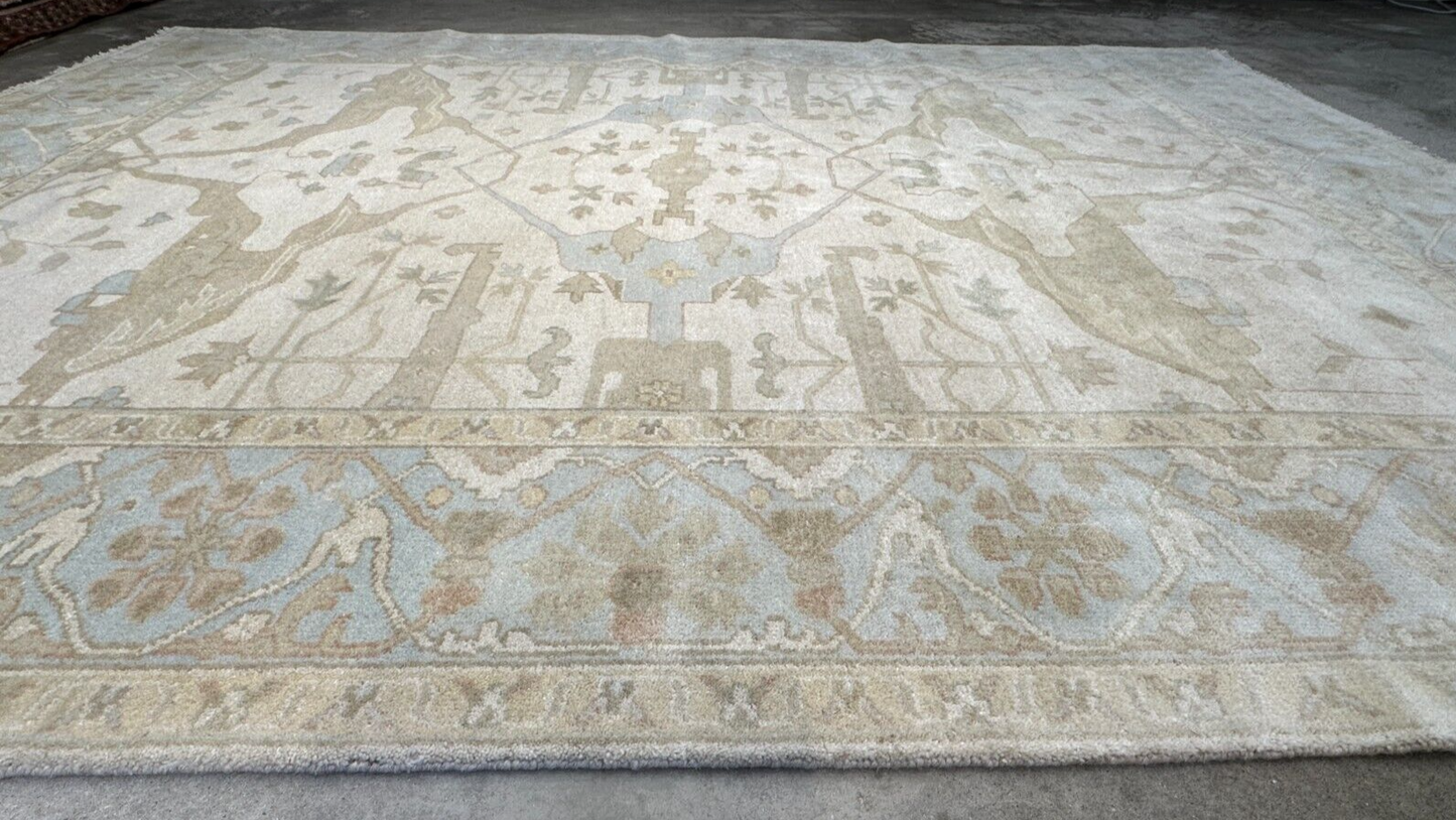 8'x10' Hand-Knotted 100% Lamb Wool Oushak Carpet - Area Rug