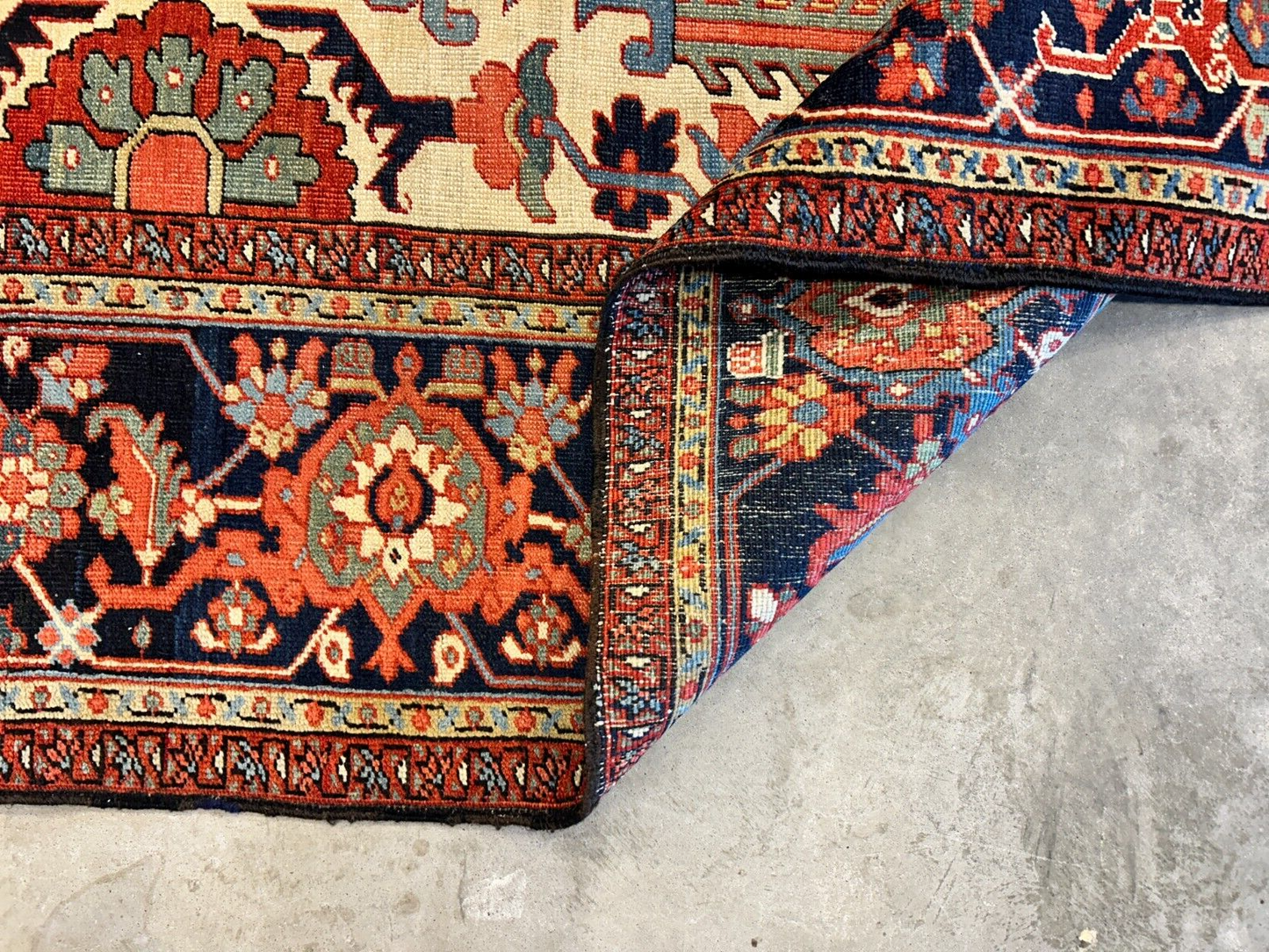 Collector Item - 9'x11'6" Hand-Knotted 100% Wool Pile Serapie Carpet - Area Rug