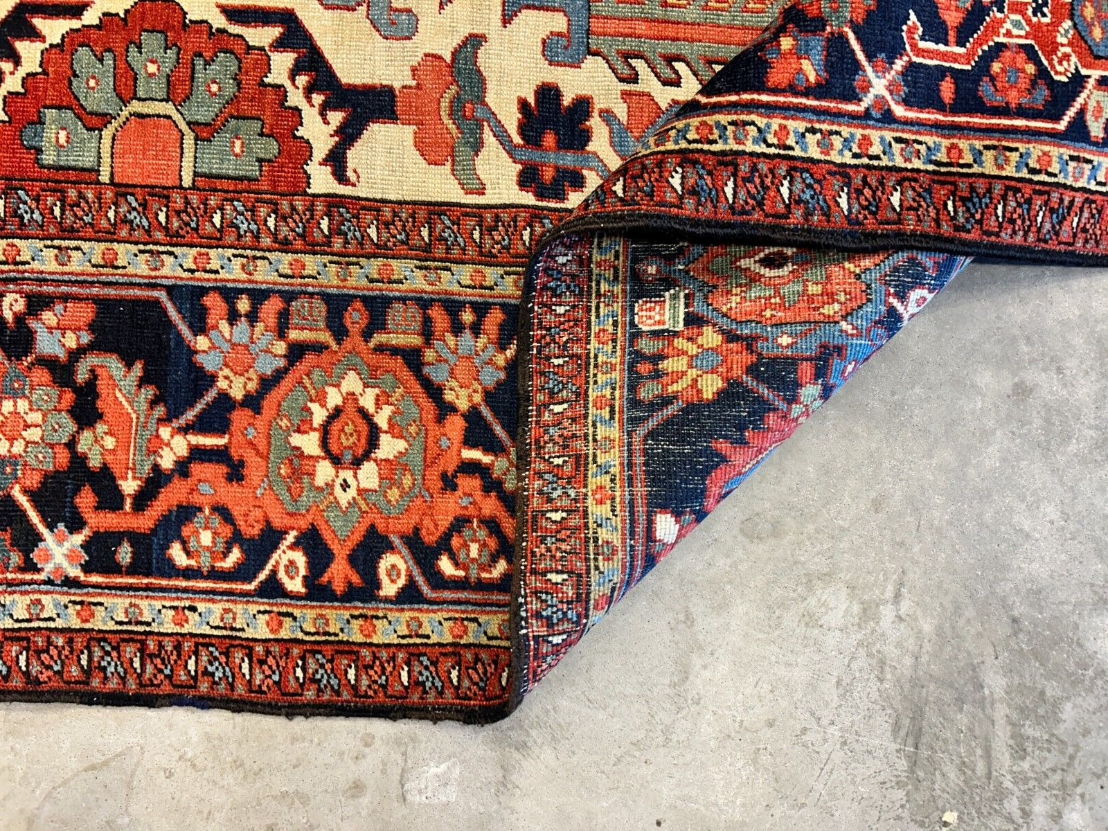 Collector Item - 9'x11'6" Hand-Knotted 100% Wool Pile Serapie Carpet - Area Rug