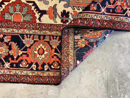 Collector Item - 9'x11'6" Hand-Knotted 100% Wool Pile Serapie Carpet - Area Rug