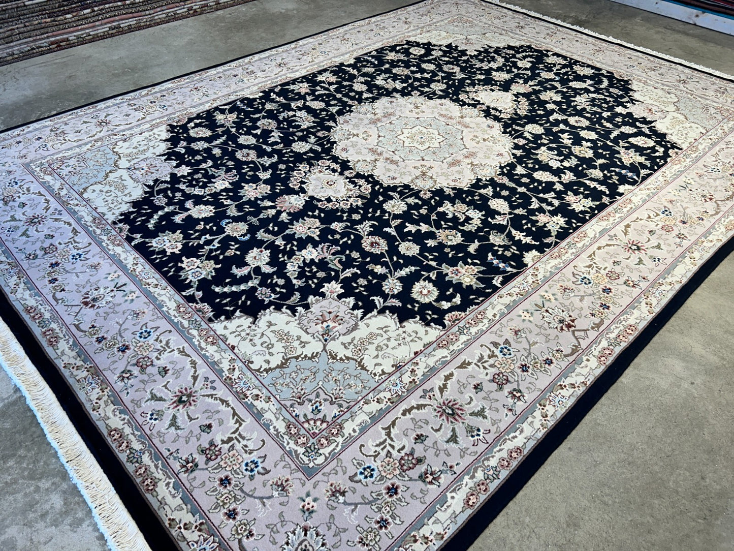 9'x12' Hand-Knotted Wool & Silk Blend Oriental Rug