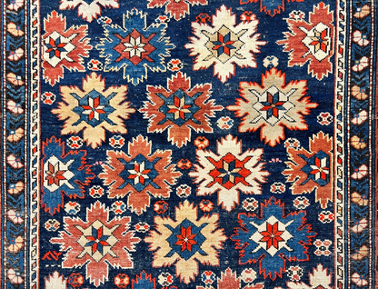 Collector Item -  4'x6'3" Antique Hand-Knotted 100% Wool Pile Kazak Rug