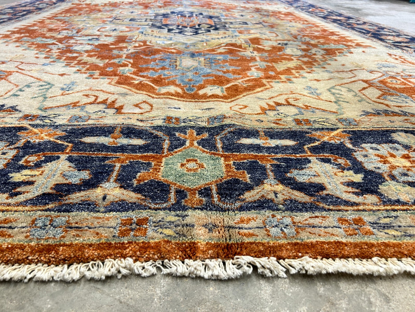 9'x12' Hand-Knotted 100% Lamb Wool Serapie Design Carpet - Area Rug