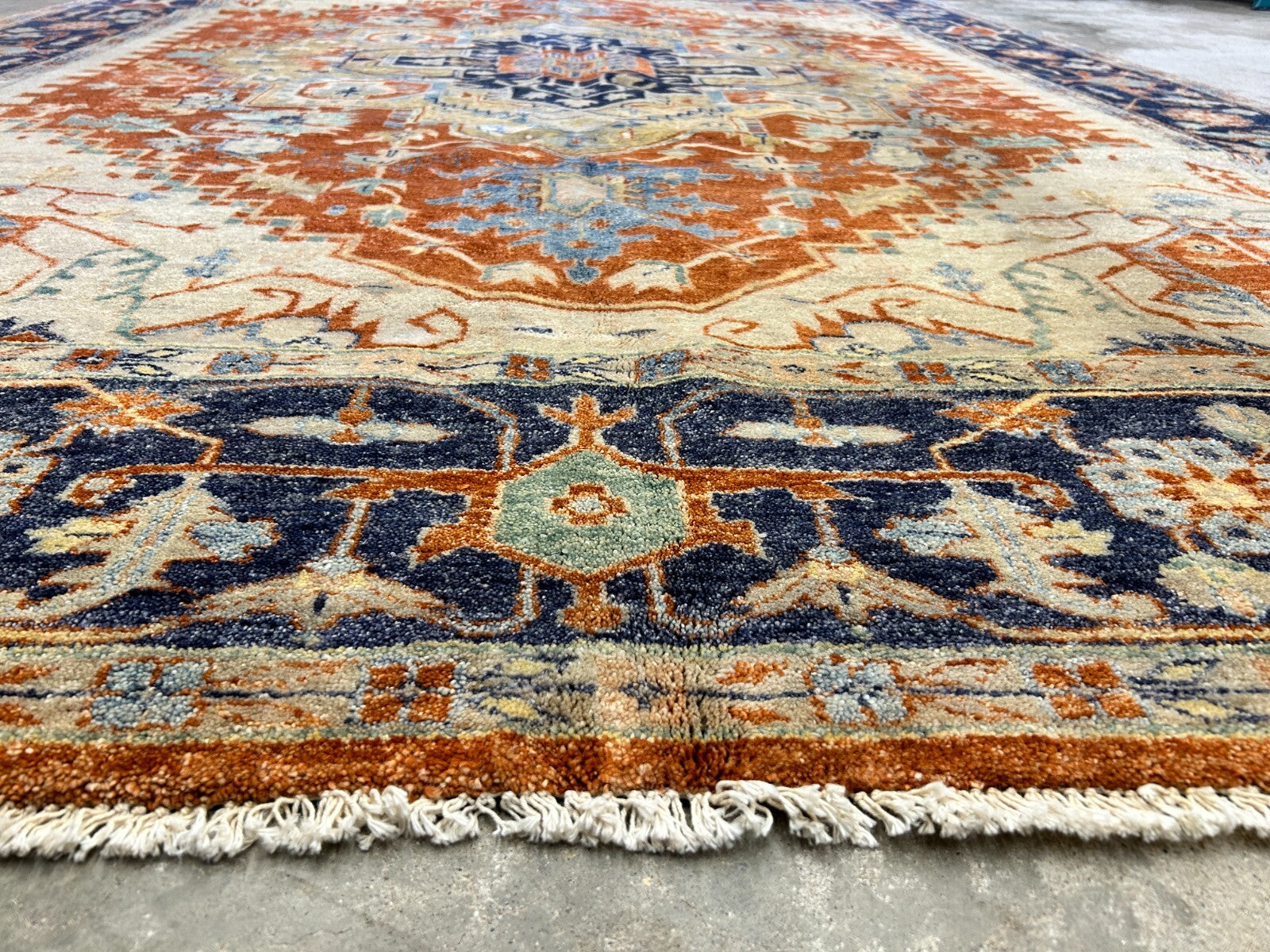 9'x12' Hand-Knotted 100% Lamb Wool Serapie Design Carpet - Area Rug
