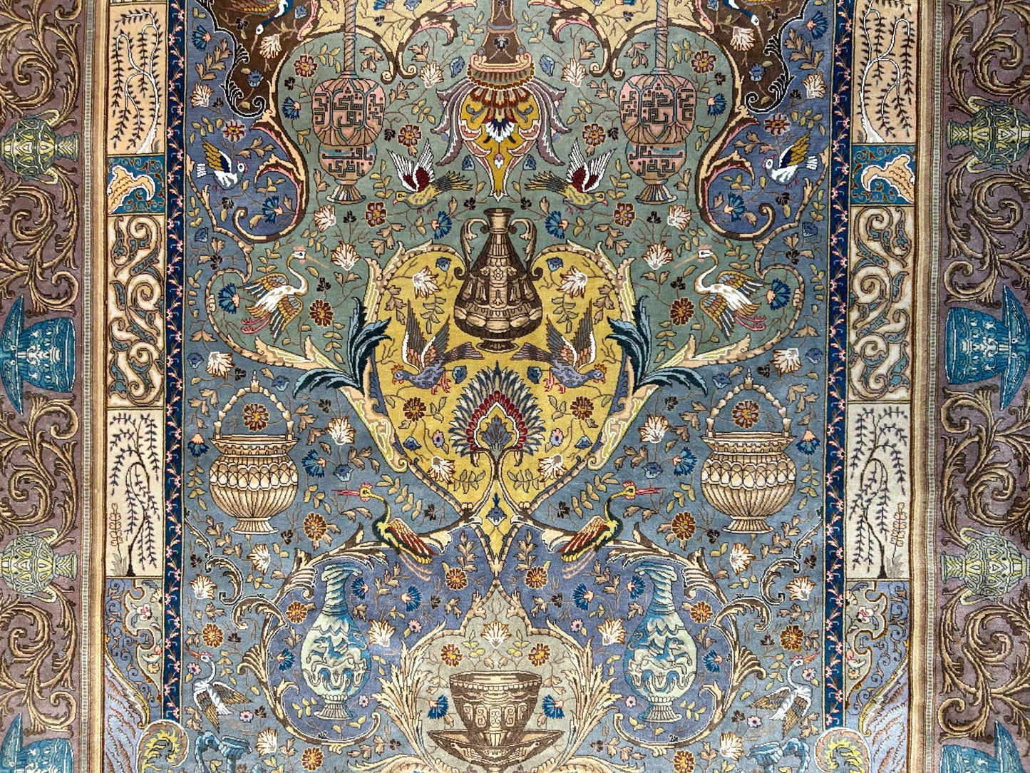 Exquisite 5'10"x8'3" Hand-Knotted Wool & Silk Blend Tabrize Carpet - Area Rug