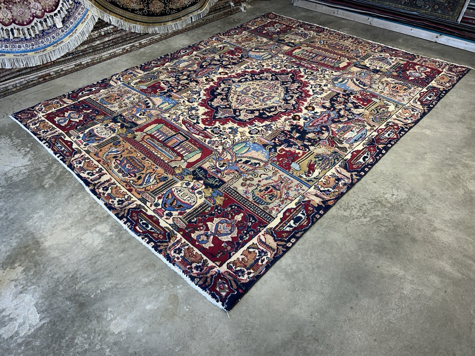 8’2”x11’2” Antique Hand-Knotted 100% Wool Pile Tabrize Area Rug - Carpet