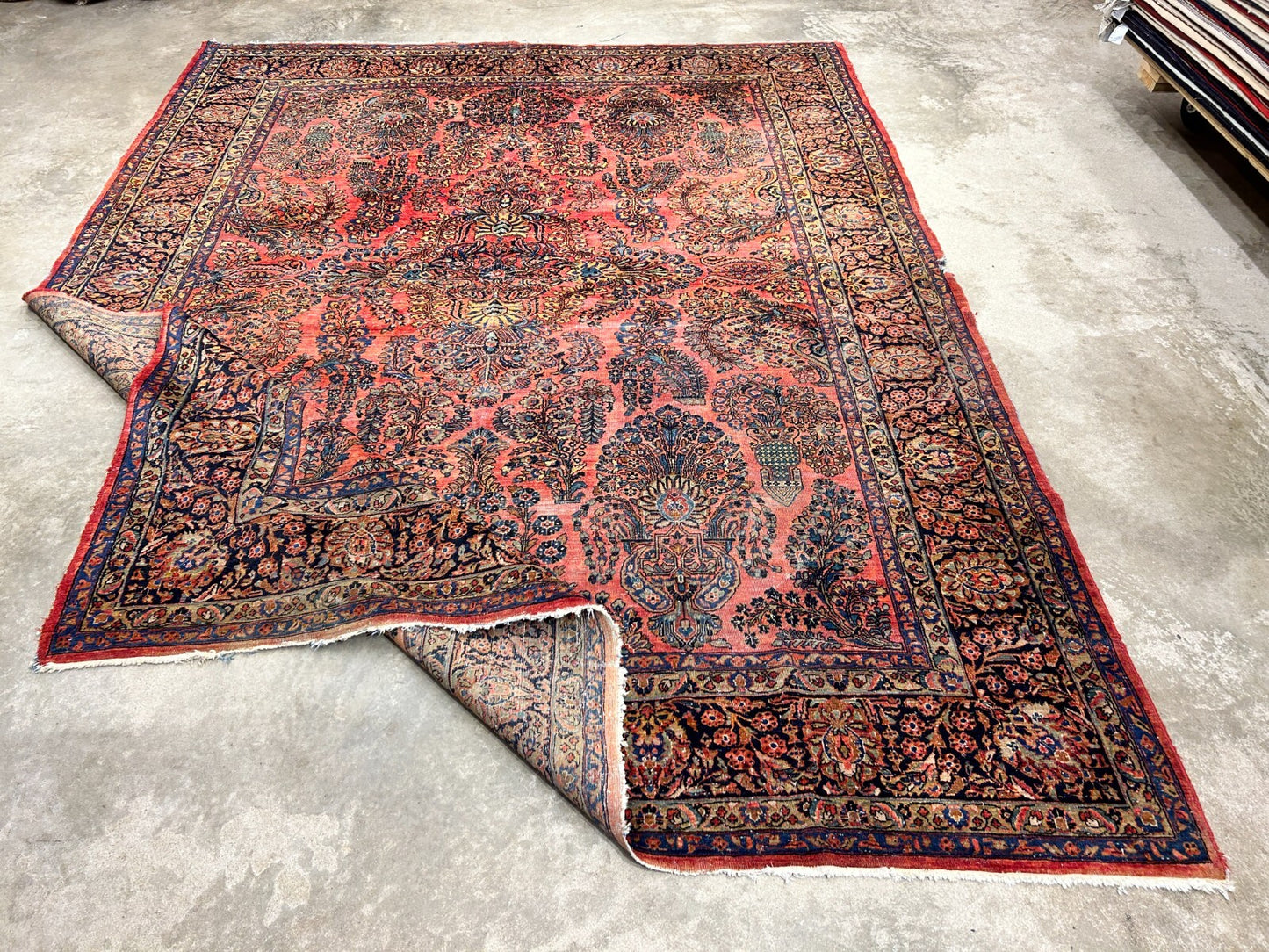 8'11"x11'8" Antique Fine Lamb Wool Sarouke Rug Hand-knotted Carpet