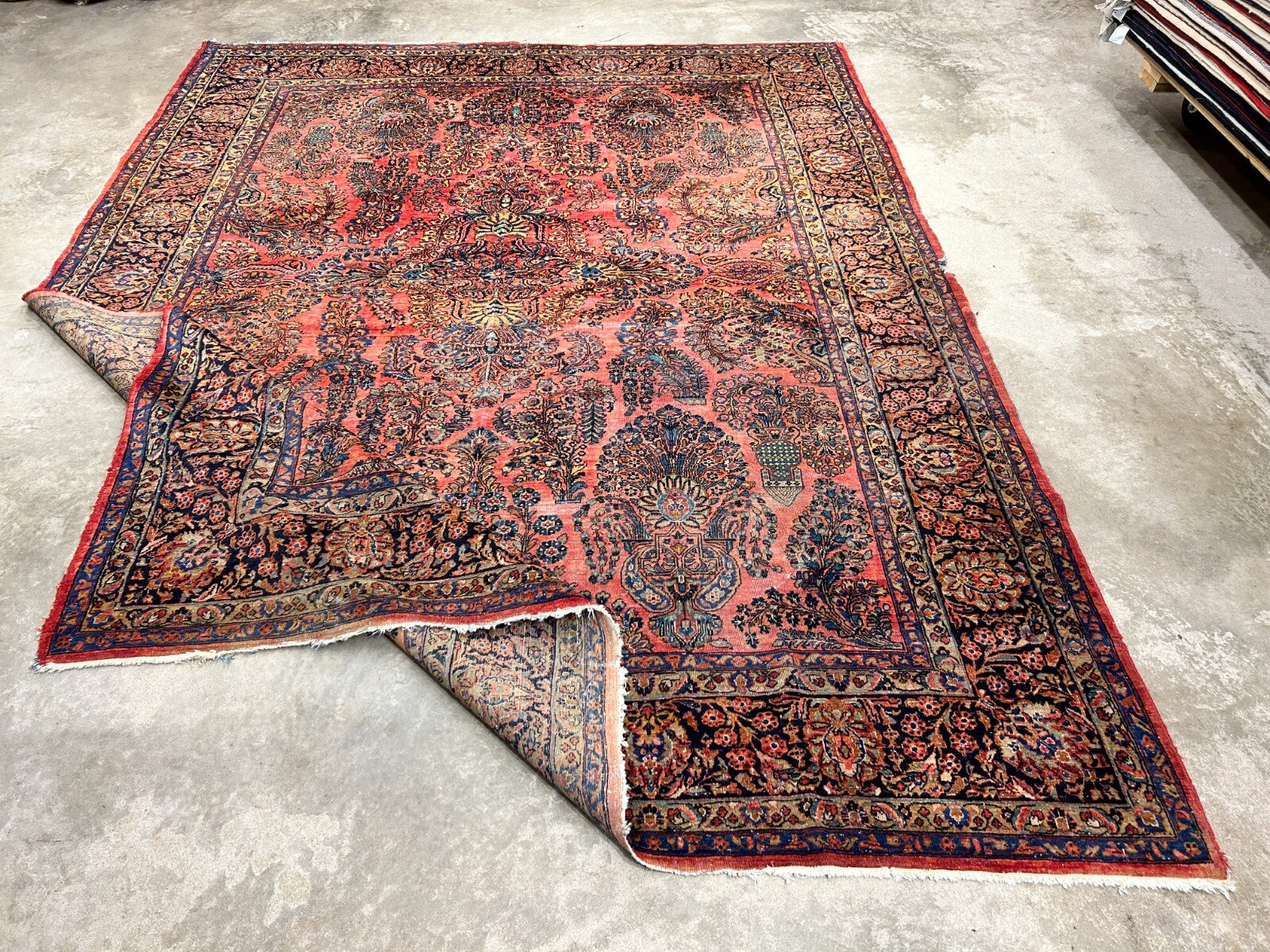 8'11"x11'8" Antique Fine Lamb Wool Sarouke Rug Hand-knotted Carpet