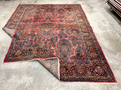 8'11"x11'8" Antique Fine Lamb Wool Sarouke Rug Hand-knotted Carpet