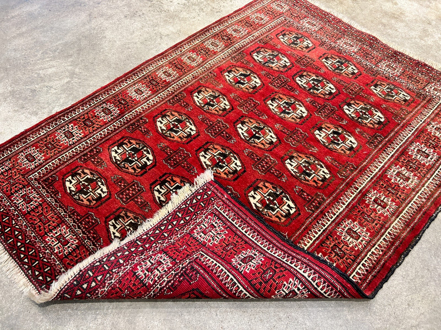 3'x4'2" Hand-Knotted 100% Wool Pile Turkaman Bokhara Rug