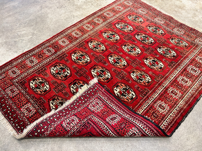 3'x4'2" Hand-Knotted 100% Wool Pile Turkaman Bokhara Rug