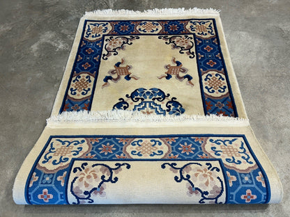 3’1”x5’2” Hand-Knotted 100% Wool Pile Oriental Area Rug - Carpet