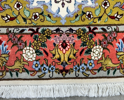 3'0"x5'0'' Hand-Knotted Silk & Wool Tabrize Area Rug