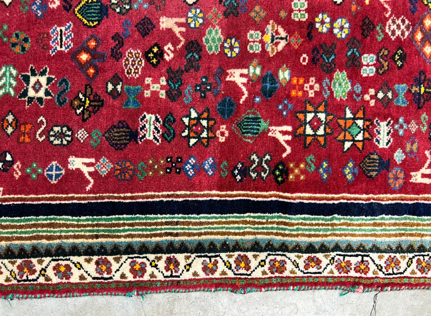 3'11"x4'7" Hand-Knotted 100% Wool Pile Ghashghaei Area Rug - Carpet