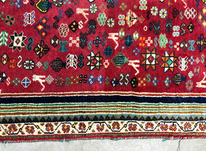 3'11"x4'7" Hand-Knotted 100% Wool Pile Ghashghaei Area Rug - Carpet
