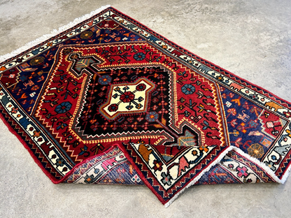 2'10"x4'2" Hand-Knotted 100% Wool Pile Hamadane Rug
