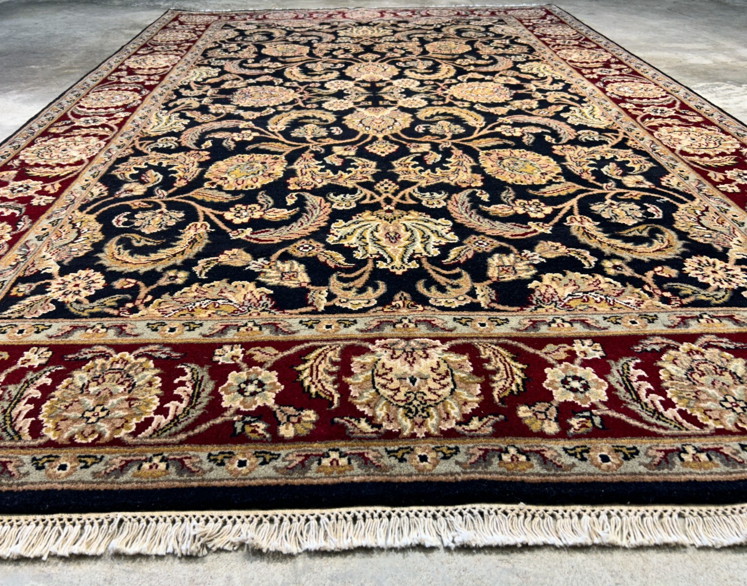 6'2"x9'4'' Hand-Knotted 100% Wool Pile Indo-Agra Area Rug - Area Carpet