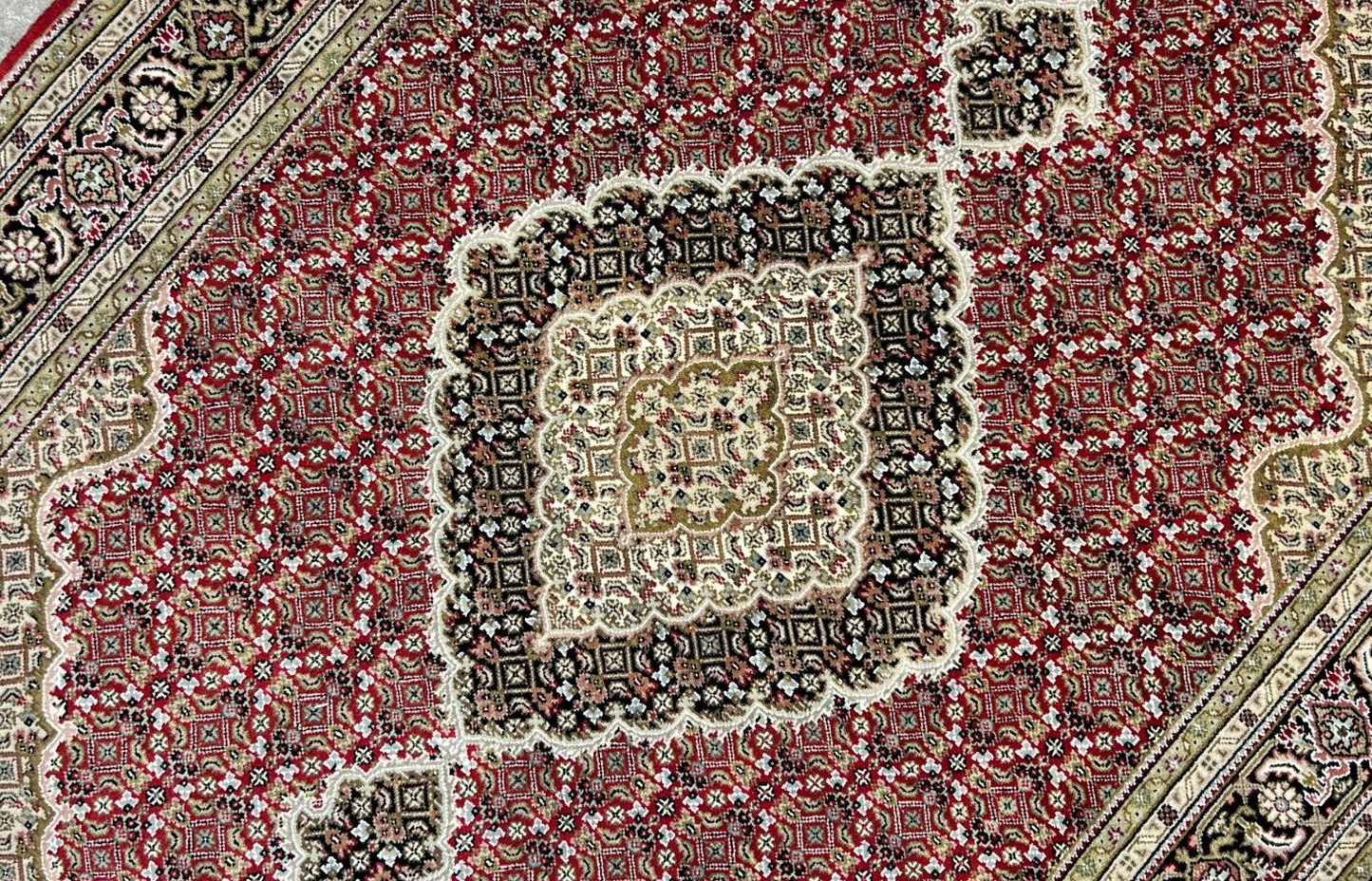6'1"x8'9" Hand-Knotted 100% Wool Pile Tabrize Design Carpet - Area Rug