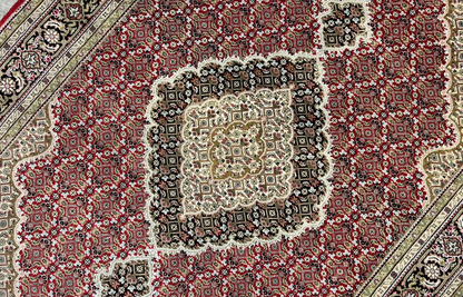 6'1"x8'9" Hand-Knotted 100% Wool Pile Tabrize Design Carpet - Area Rug
