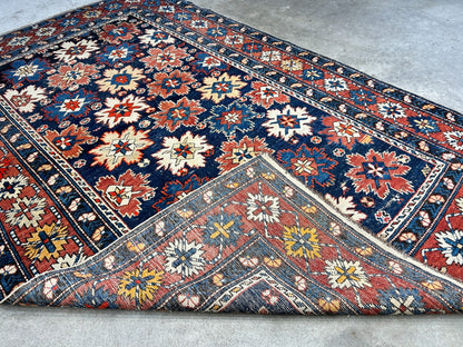 Collector Item -  4'x6'3" Antique Hand-Knotted 100% Wool Pile Kazak Rug