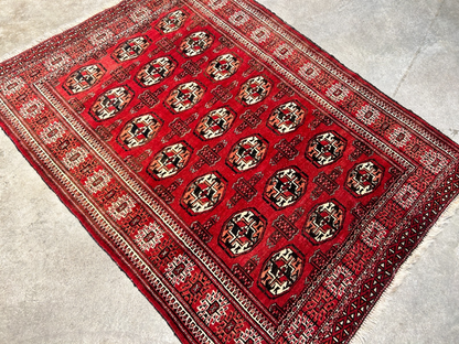 3'x4'2" Hand-Knotted 100% Wool Pile Turkaman Bokhara Rug