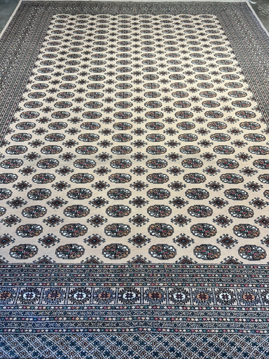 9'3"x12'6" Hand-Knotted 100% Wool Pile Bokhara Rug