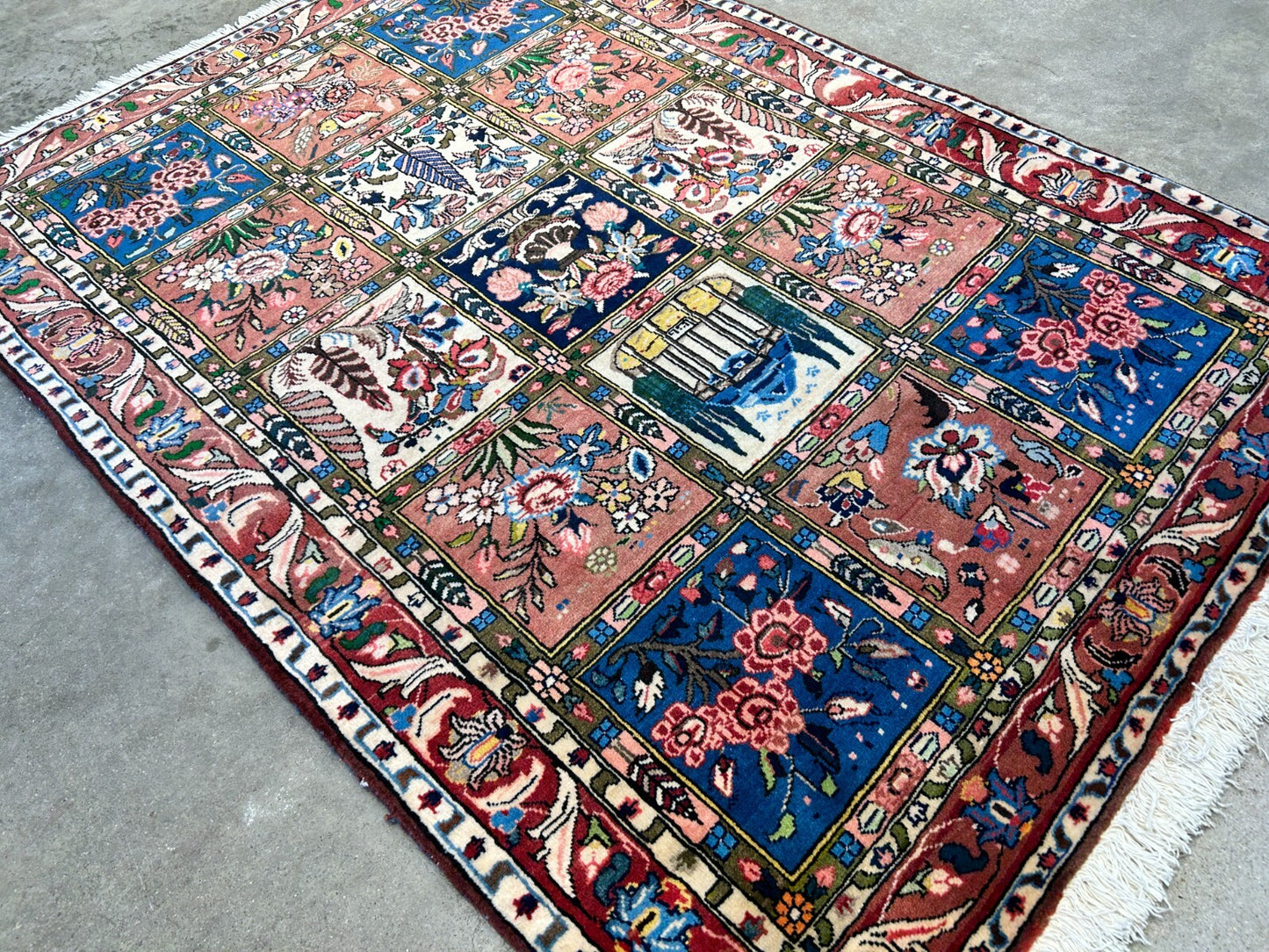 3'5"x5'2" Hand-Knotted 100% Lamb Wool Bakhtiarie Carpet - Area Rug