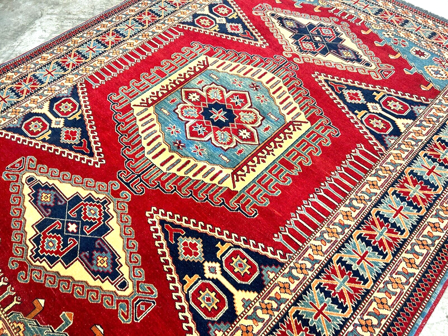 6'3"x7'10" Hand-Knotted 100% Wool Carpet - Fine Kazak Area Rug