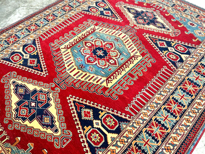 6'3"x7'10" Hand-Knotted 100% Wool Carpet - Fine Kazak Area Rug