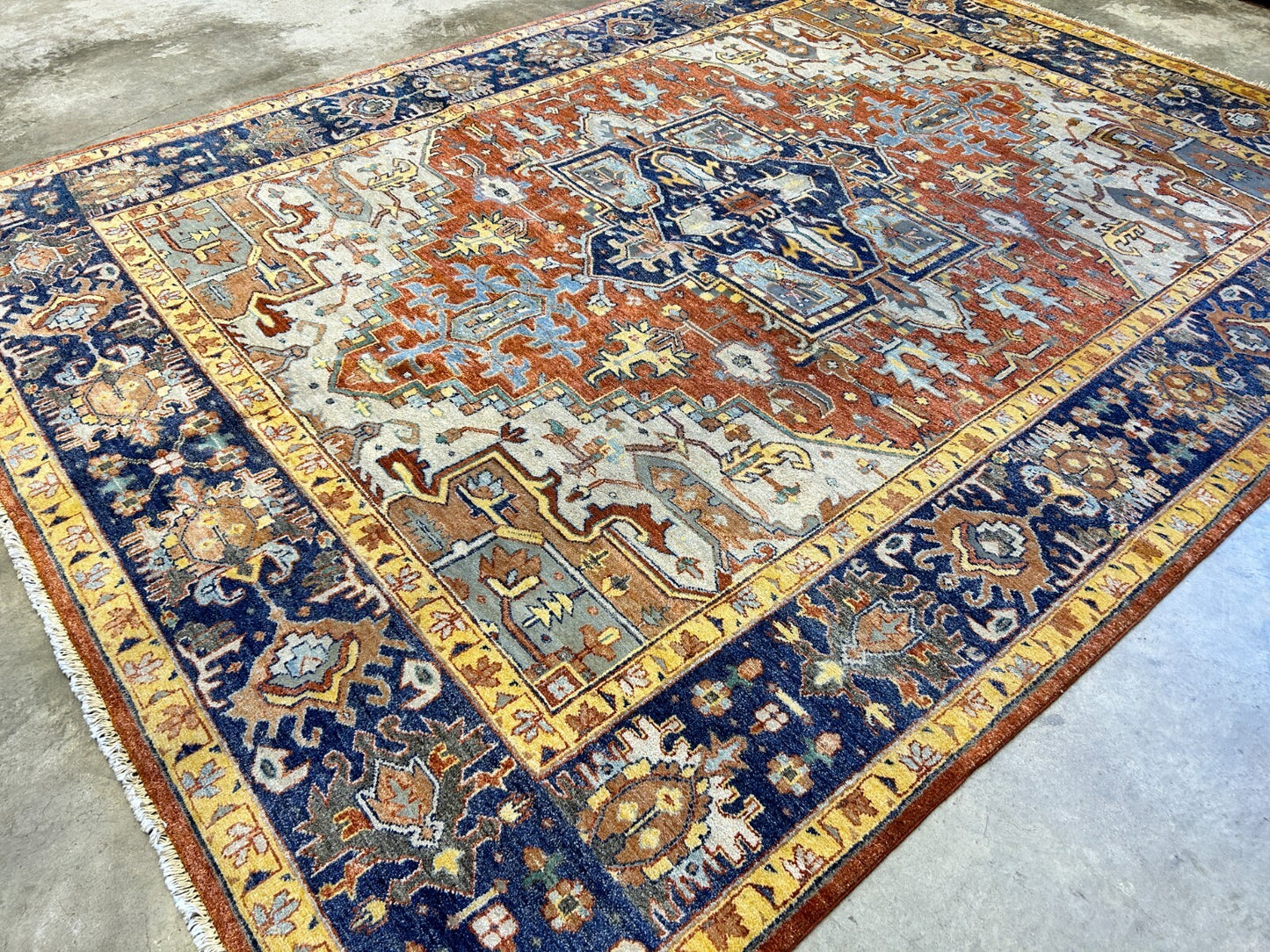9'x12' Hand-Knotted 100% Lamb Wool  Serapie Design Carpet - Area Rug