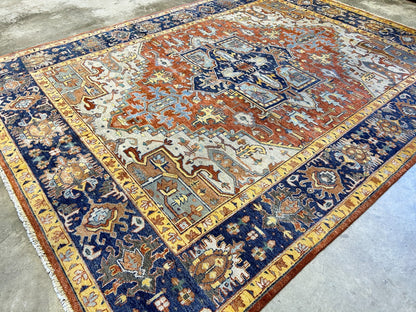 9'x12' Hand-Knotted 100% Lamb Wool  Serapie Design Carpet - Area Rug