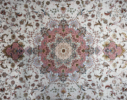 8'2"x11'8" Extra Fine 80-Raj Hand-Knotted Wool & Silk Tabrize Rug