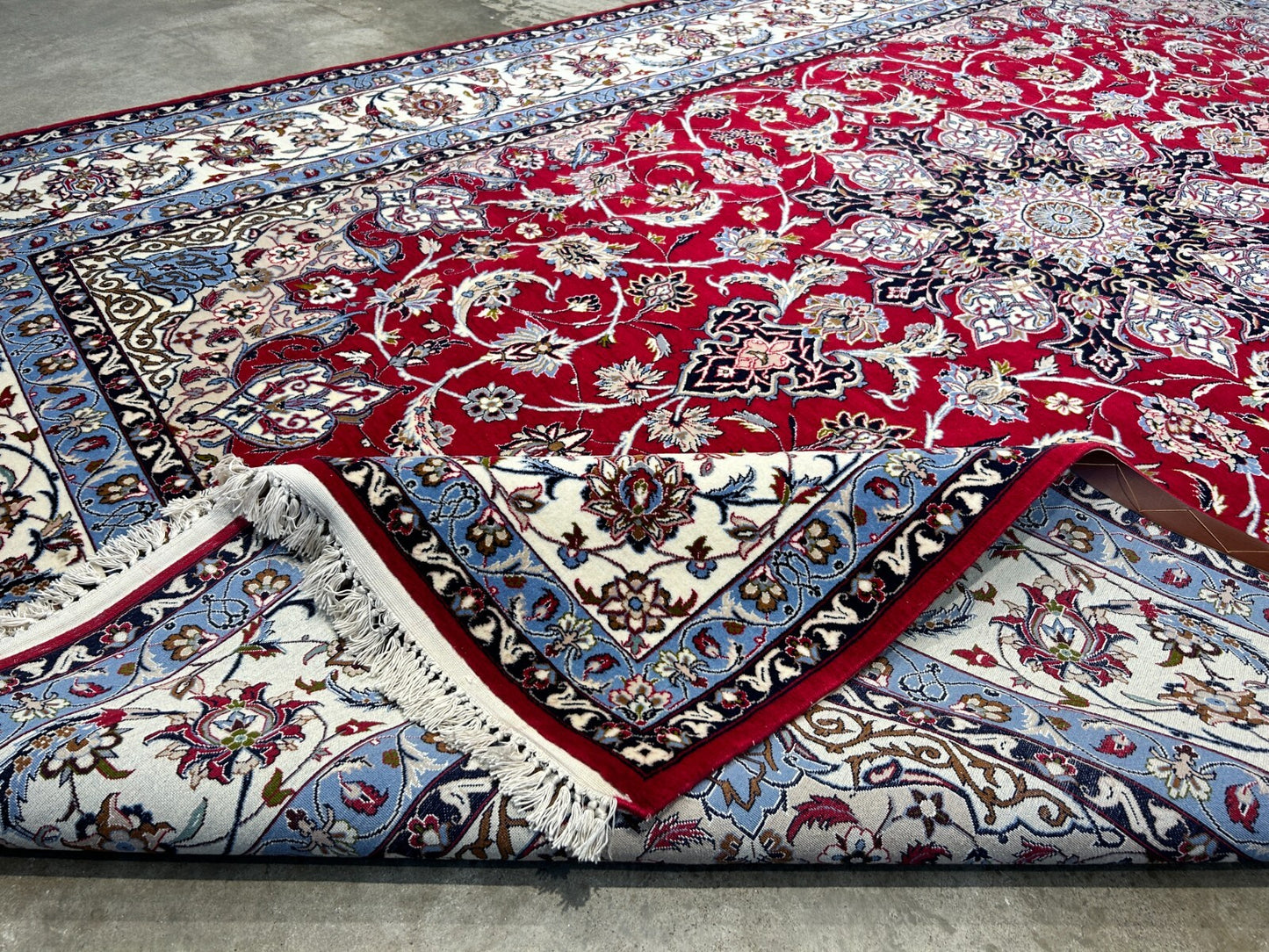 6'7"x9'10" Fine Hand-Knotted Wool & Silk Blend Isfahane Area Rug - Signed