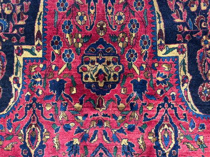 4'5"x6'6" Rare Antique Hand-Knotted 100% Wool Pile Sarouke Area Rug - Carpet