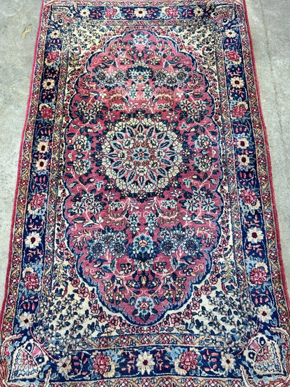 3'x5'1" Antique Hand-Knotted 100% Wool Pile Ravare Kermane Rug