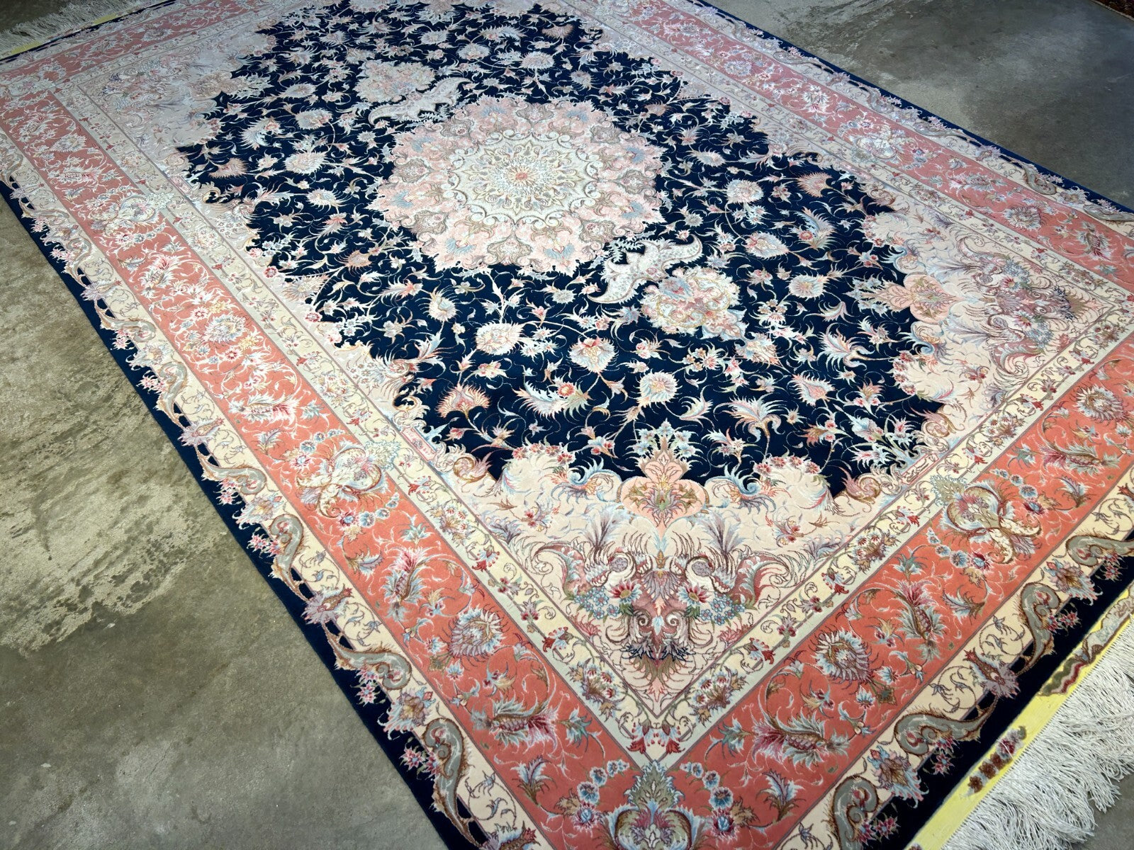6'7"x10'2" Fine Hand-Knotted Wool & Silk Blend Tabrize Carpet - Area Rug