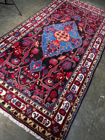 4'9" x 9'6" Hand-Knotted 100% Lamb Wool Pile Nahavande Area Rug - Carpet