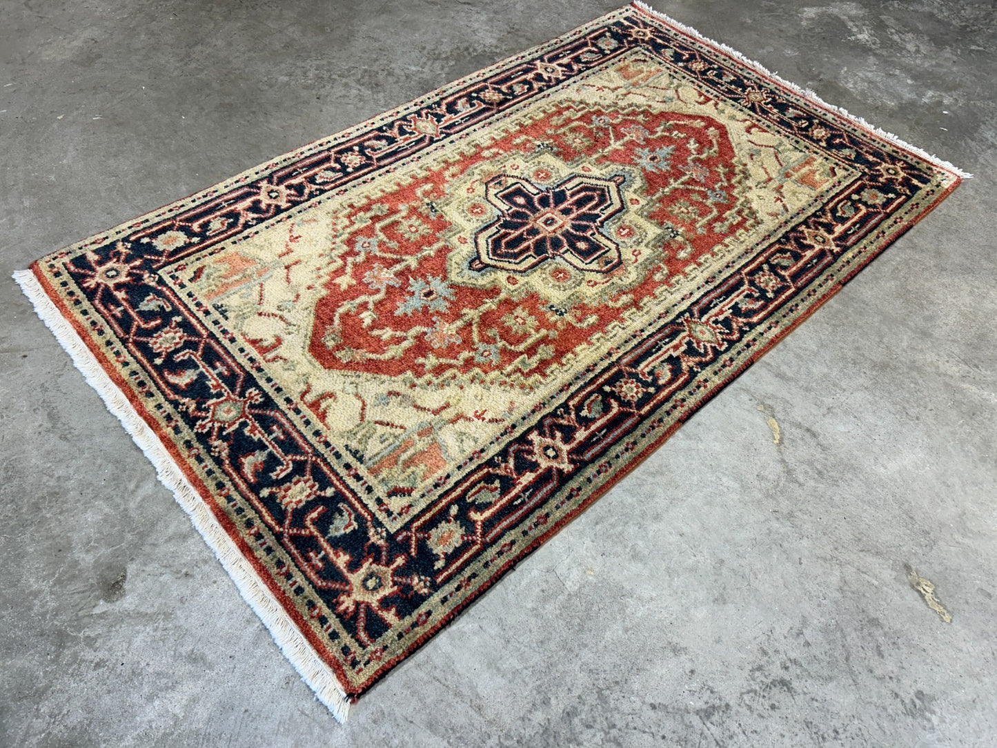 3’x5’ Hand-Knotted 100% Wool Indoserapi Area Rug - Carpet